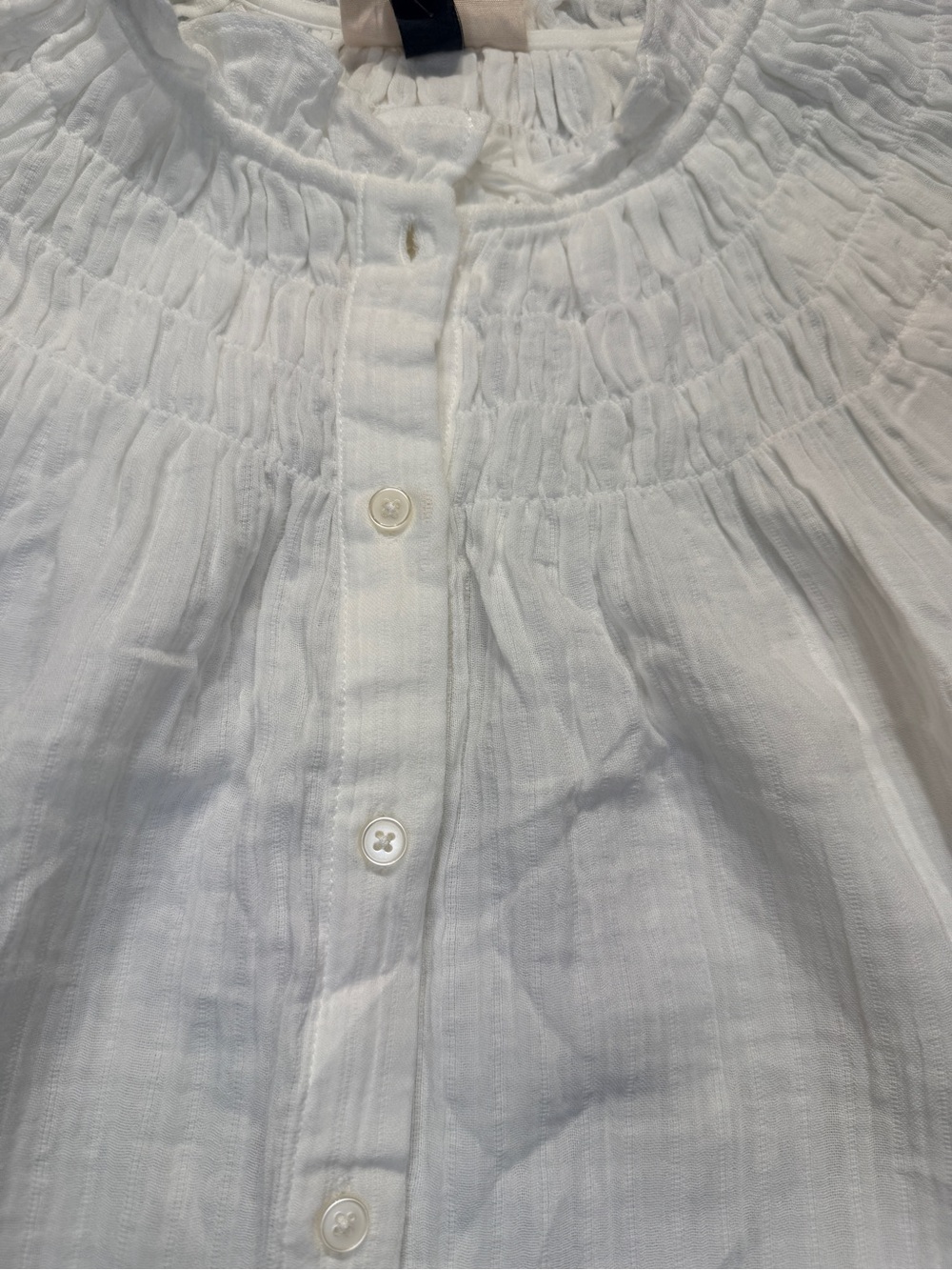 Universal Thread White Smocked Ruffle Button-Front Blouse - Picture 4 of 8